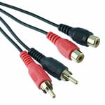 5m Red Black Gold Male Plug to Female Socket Twin Phono RCA Extension Cable Lead