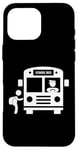 Coque pour iPhone 16 Pro Max Emblème de bus scolaire avec logo conducteur jaune