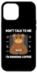 Coque pour iPhone 15 Pro Max Bear Don't Talk To Me I'm Drinking Coffee Style japonais