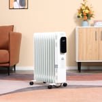 2500W Oil Filled Radiator 11 Fin Portable Heater w/ Timer Remote Control White