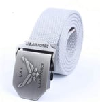 Ceinture en Toile,Mode Hommes Femmes Durable Ceinture en Toile Neutre Us Air Force Boucle en Métal De Luxe Ceintures De Jeans pour Hommes Ceinture Tactique Vintage Sangle Militaire Mâle, Blanc,