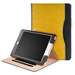 Dasaja Étui en Cuir iPad 10.2 (2019/2020 / 2021) / Air 3 10.5 (2019) / Pro 10.5 (2017) - Housse en Cuir avec 3 Positions - Jaune Ocre Noir