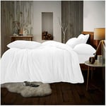 GC GAVENO CAVAILIA Fleece Bedding King Size Duvet set - Faux Fur Duvet Cover Set (230x220) - Breathable Fluffy Quilt Cover & Pillow Cases - Thermal Warm Soft Teddy Bear Bedding & Linen - White