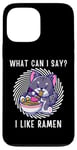 Coque pour iPhone 13 Pro Max Mignon chat kawaii chaton What Can i Say I Like Ramen Nouilles