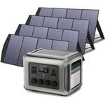 Allpowers - R2500 centrale électrique Générateur solaire 2016 Wh ,4 sorties ca de 2500 w, station d'alimentation portable avec 4 panneaux solaires