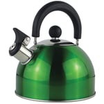 Ossian Stainless Steel Whistling Kettle – Traditional 2L Home Cooker Stove Gas Electric Induction Hob Kitchen Essential with Cool Touch Handles, Removeable Lid and Non-Drip Pouring Spout (Green)