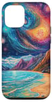 Coque pour iPhone 12/12 Pro Paysage de plage galactique merveilleux art