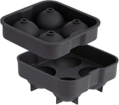 Viners Barware Black Round Silicone 4 Hole Large Ice Cube Tray Mould