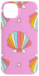 iPhone 14 Plus Cute Seashells Ocean Bright Rainbow on Pink Case