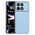 TAUYN Coque pour Xiaomi Poco X6 Pro 5G, Ultra-Fin Premium PU Cuir Back et Monture en Silicone Souple Etui, Antichoc, Anti-Rayures Bumper Housse. - Bleu