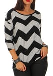 Only Femme Onlelcos 4/5 Aop Top Jrs Noos T Shirt Manches Longues, Multicolore (Light Grey Melange Aop:w. Black Zigzag), XL EU