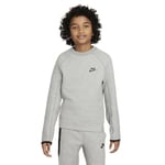 NIKE FD3293-063 B NSW TECH FLC CREW Sweatshirt Boy's DK GREY HEATHER/BLACK/BLACK Size XS