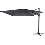 Parasol Professionnel Restaurant Pour Jardin Terrasse 3x3m (Ø4,24m) Pivotant, Polyester Aluminium/Acier 23kg Anthracite Sans Pied 04_0003291