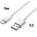 Cable 3m pour manette console PS5 Playstation 5 DualSense - Cable USB-C Blanc [LOT 2] Phonillico®