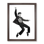 Elvis Presley The Jailhouse Rock Modern Framed Wall Art Print, Ready to Hang Picture for Living Room Bedroom Home Office Décor, Walnut A2 (64 x 46 cm)