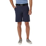 Haggar Men's Cool 18 Pro Straight Fit Flat Front 4-Way Stretch Expandable Waist Short (Regular and Big & Tall Sizes), Navy-Bt, 44