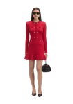 Knit Heart Buttoned Mini Dress - Red