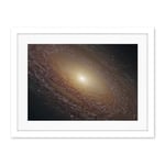 Artery8 Hubble Space Telescope Image Spiral Galaxy NGC 2841 Blue Pink Emission Nebula Starbirth Region And A Majestic Disk Of Stars And Dust Lanes Artwork Framed Wall Art Print 18X24 Inch