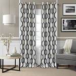 Elrene Home Fashions Renzo Ikat Rideau de fenêtre géométrique avec œillets, 132,1 x 213,4 cm, 1 Panneau, Indigo