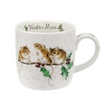Portmeirion Home & Gifts MMMZ5629-XS Wrendale Winter (Mice) Single Mug, Bone China, Multi Coloured, 12 x 8.4 x 8 cm, 0.26 liters