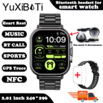 2024 Smart Watch 2 In 1 Kuulokkeilla Älykello Bluetooth Call Miesten Kello Gps Track Sykemittari Toista Musiikkia Smartwatch_Black steel strip_Headphone Watch