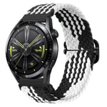 (Samsung Watch 4 bandMusta valkoinen)Nylon punottu lenkkihihna Samsung Watch 3/4 Active 2 Huawei Watch 3/GT Rannekoru Ranneke Amazfit GTR/Stratos Belt|