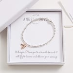 Angel & Dove"Whisper I Love You to a Bumble bee." Silver & Rose Gold Bee Beaded Bracelet in Gift Box with Bag & Card