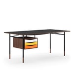 House of Finn Juhl - Nyhavn Desk, 170 cm, with Tray Unit, Walnut, Black Steel, Warm - Skrivebord - Finn Juhl - Tre farget,Svart - Metall/Tre