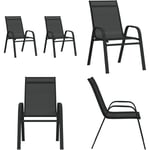 Chaises empilables de jardin lot de 2 Noir Tissu textilène - chaise de jardin empilable - chaises empilables - Home & Living - Noir