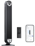 Dreo 25dB Smart Silent Tower Fan, Upgrated DC 9 Speeds Utral-Quiet Floor Fan, 90° Oscillating Bladeless Cooling Fan, 4 Modes 12H Timer, Remote Control, 7.9m/s Velocity Alexa Fan for Bedroom