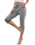 Gyabnw Pantalon Sport Femme 3/4 Pantacourt Jogging Été Grande Taille Capri Respirant pour Course Fitness Yoga