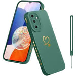 Pnakqil Coque pour Samsung Galaxy A14 5G Antichoc Silicone Souple Etui pour Filles Femmes Motif Or Amour Coeur Case avec Lentille Tout Inclus Petits Cœurs Bord Housse pour Samsung A14 5G Vert