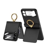 Coque Galaxy Z Flip 4,Housse de téléphone à Anneau magnétique en Cuir Souple Ultra-Mince,Housse de Téléphone Pliable pour Samsung Galaxy Z Flip 4 5G-Noir