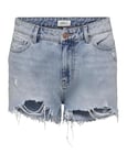 ONLY Women Denim Jeans Shorts | Short Bermuda Summer Pants | High Waist Destroyed Trousers ONLPACY, Colours:Blue, Size:S