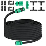 50M Drip Hose Set, Soaker Hose Set, Drip Irrigation Leaky Pipe, Hose for Gardens Lawns Patios Farms Irrigation, Black