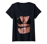 Womens Fake Abs T Shirt Funny Bikini Body Muscle Six Pack 3D V-Neck T-Shirt