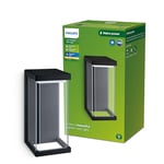 Philips Lighting Ulyzo Outdoor Wall Light, 12W, 2700K Warm White Light, Black, IP44 Weatherproof