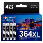 GPC Image 364XL Multipack Ink Cartridges Replacement for HP 364 XL Compatible with 5510 5520 5522 5524 6510 6520 B8550 C5388 C6380 7510 7520 4620 3070A 3520 (Black, 4-Pack)