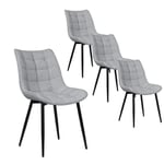 Lot de 4 Chaise de Salle à Manger WOLTU, Chaise de Cuisine, Assise rembourrée Lin épais, Pieds en métal, Gris Clair