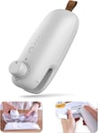 Mini Heat Sealer USB pussitiiviste leikkurilla Handheld 2 in 1 Hot Food Sealer -pidike Kannettava sähköinen USB-ladattava nopea tiiviste muovipussille Ruokavälipalan tuorepussin tiivistäjä valkoinen