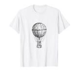 Retro Hot Air Balloon T-Shirt Black White Balloon Antique T-Shirt