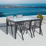 Table de jardin extensible en verre avec 4 chaises