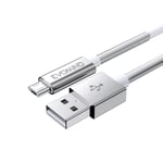 Cable Micro Usb 2M Charge Rapide Et Transfert De Donnees Pour Samsung Galaxy S7/6/ A10/ J, Xiaomi Redmi 9C/6A/ Note 6 Pro, Manette Ps4/Xbox One, Et Autres Dispositifs Microusb - 2M Blanc