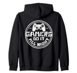 Gamers Do It All Night Funny Gaming Quote Zip Hoodie