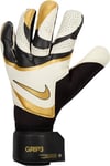 Nike Unisex Goalkeeper Gloves Nk Gk Grp3 - Ho23, Black/White/MTLC Gold Coin, FB2998-011, 10