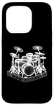 Coque pour iPhone 15 Pro Ensemble de batterie 3D Wireframe - Vintage Drummer Drums Lover