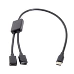 USB-C Han till Dubbel USB-C Hona Splitter Hub Konverter Adapterkabel Kontakt för USB-C PD Laddare Powerbanks Laptop PC