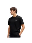 Boss Orange Waffle Mens Cotton-Blend Pyjama T-Shirt with Embroidered Logo - Black material_cotton - Size Medium