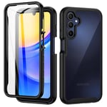 seacosmo Coque Samsung A15 4G/5G, Antichoc Housse 360° Protection Étui [avec Protecteur d'écran], Portable Double Face Case Robuste Transparent Intégrale Coque pour Samsung Galaxy A15 4G/5G - Noir