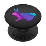 Silhouette de lapin bleu sarcelle, violet, amoureux des animaux PopSockets PopGrip Adhésif